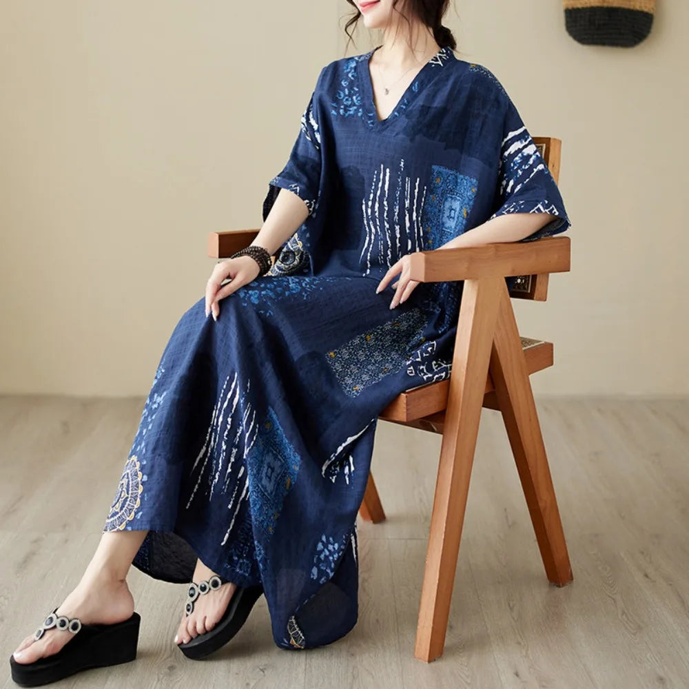 Summer Dress for Women Clothing Streetwear Ethnic Style Bohemian Beach Vintage Clothes Casual Fashion Harajuku Loose Streetwear
