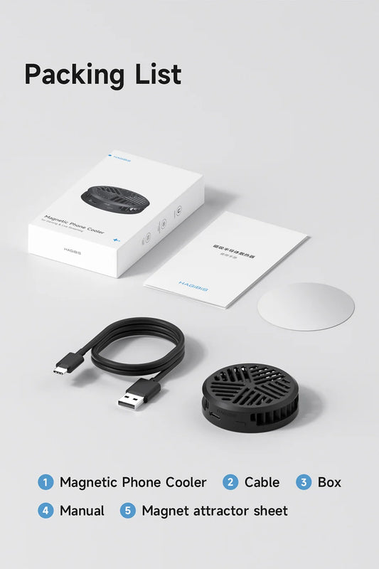 Hagibis Magnetic Cell Phone Cooler Universal Cooling Fan Mobile Phone Radiator for iPhone 16 Pro Black Shark Gaming Live Stream - MANDOTOS