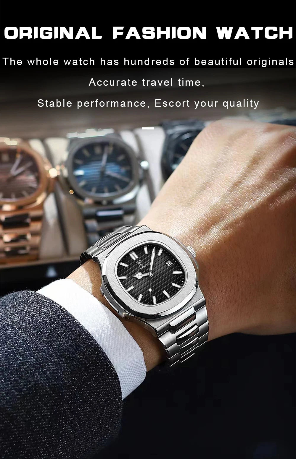 POEDAGAR Top Luxury Brand Man Watch Sports Waterproof Luminous Date Men Wristwatch Square Dial Quartz Men's Watches High Quality - MANDOTOS