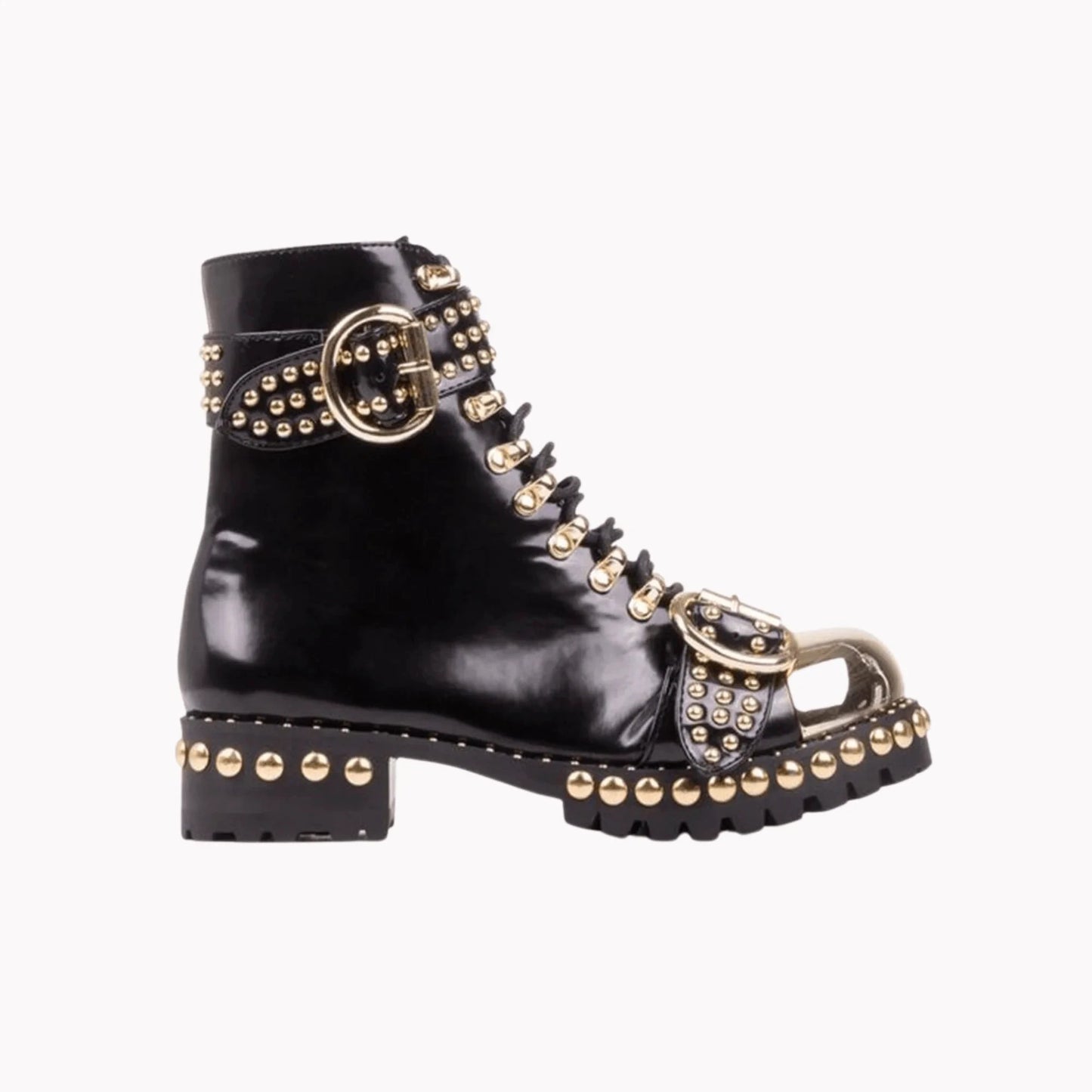 Rugged Studded Buckle Boots - MANDOTOS