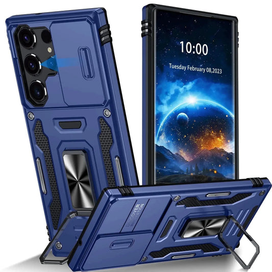 Galaxy S23 Ultra Case - Navy Kickstand & Camera Cover for Ultimate Protection - MANDOTOS