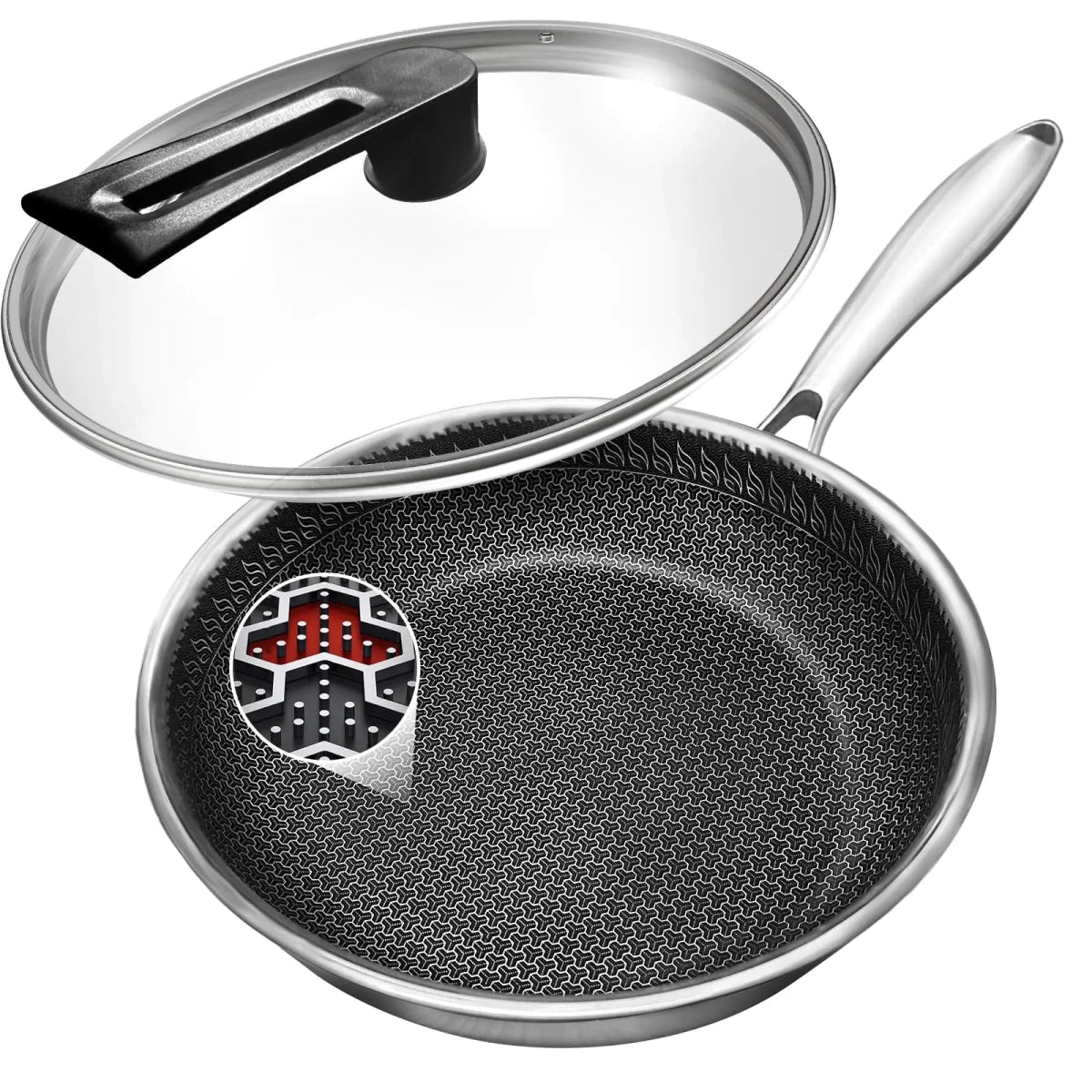 HybridMax 10.9" Nonstick Frying Pan with Lid - MANDOTOS INTERNATIONAL