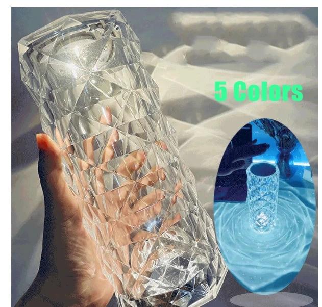 Nordic Crystal Lamp USB Table Lamps Bedroom Touch Dimming Atmosphere Diamond Night Light Rose Projector Lamp Decor MANDOTOS