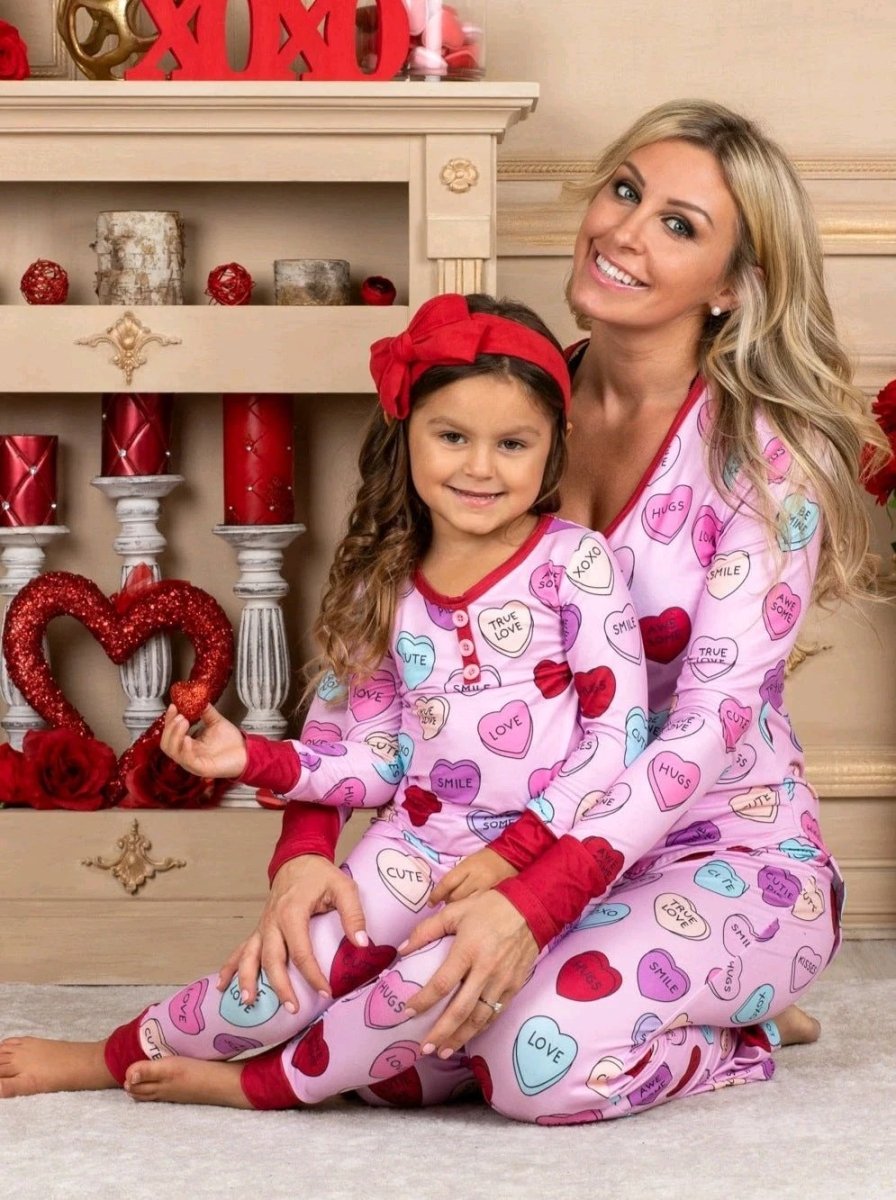 Valentine's Day Love Print Pajamas - Parent Child Matching Set - MANDOTOS