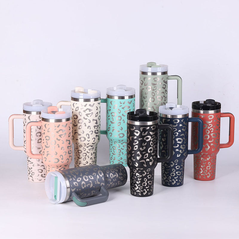 40 Oz Tumbler With Handle Straw Insulated, Stainless Steel Spill Proof Vacuum Coffee Cup Tumbler With Lid Tapered Mug Gifts For Valentine Lover Suitable For Car Gym Office Travel - MANDOTOS