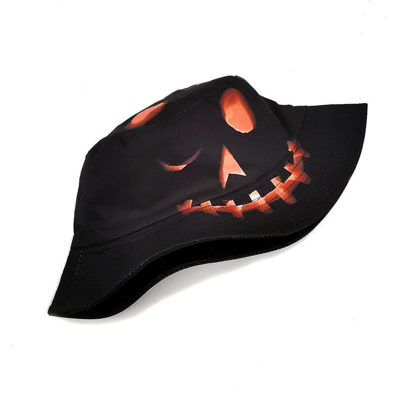 Halloween Pumpkin Fisherman Hat - Creative Cartoon Grimace Print - MANDOTOS