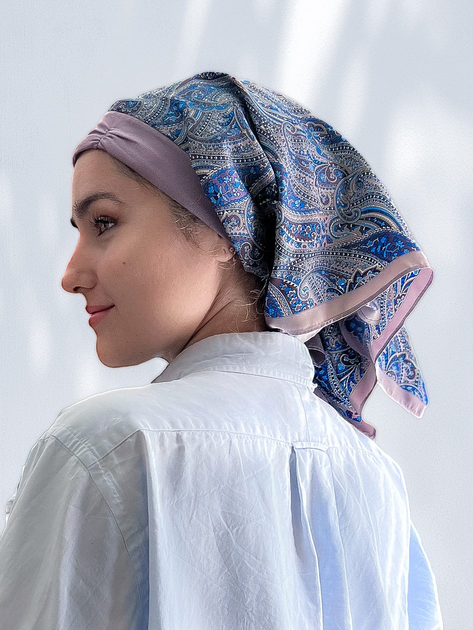 Retro Kerchief Headscarf - Heather Paisley