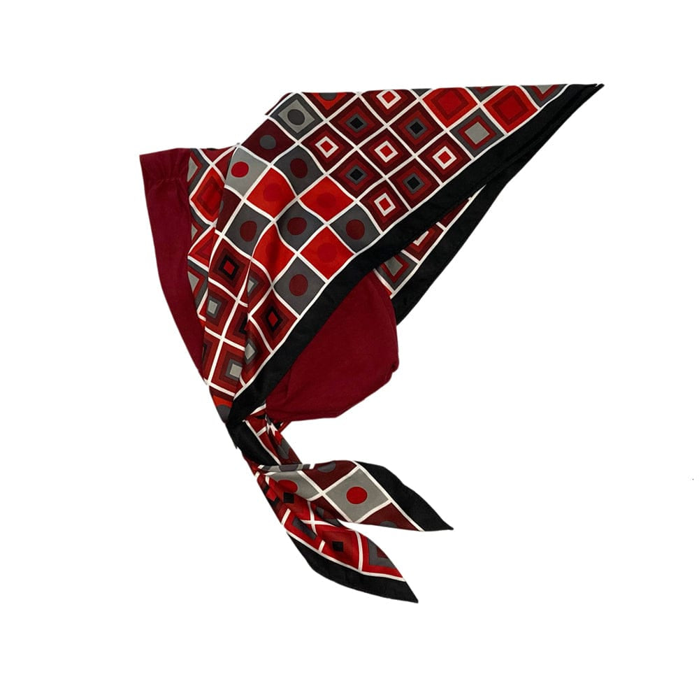 Retro Kerchief Headscarf - Ruby Geometric
