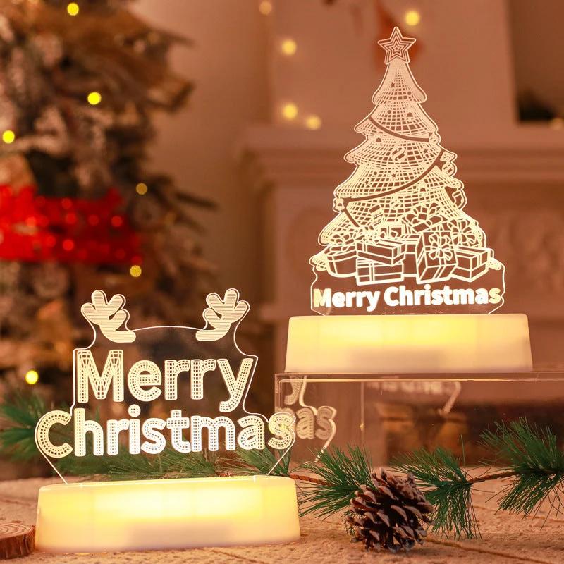 MANDOTOS Christmas 3D LED Acrylic Night Light Ornament Festive Holiday Decor Gift Idea For Kids - MANDOTOS