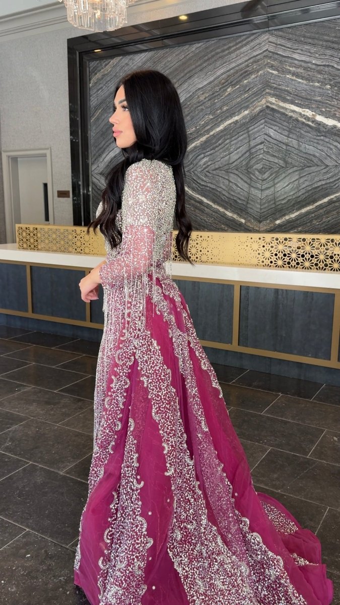 Aleya Beaded Detachable Embellished Sequin Overskirt (Dress Not Included) - MANDOTOS INTERNATIONALLong Dress