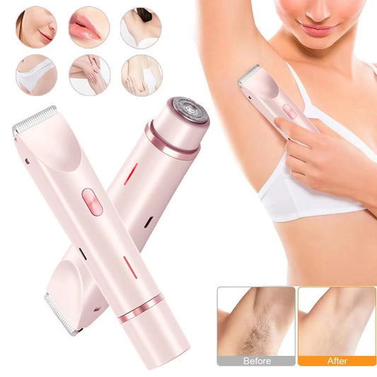 Ancient Energy 2-in-1 women's hair remover and shaver with double head, electric wet dry trimmer for body and private areas.