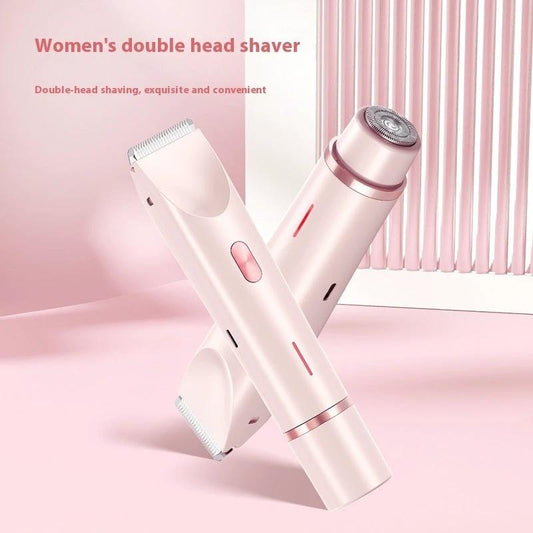Ancient Energy 2-in-1 women's hair remover and electric razor with double head for pubic and body hair, wet and dry use.
