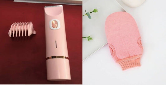 Ancient Energy 2-in-1 women's hair remover and electric shaver with double head for pubic and body hair, wet and dry use.