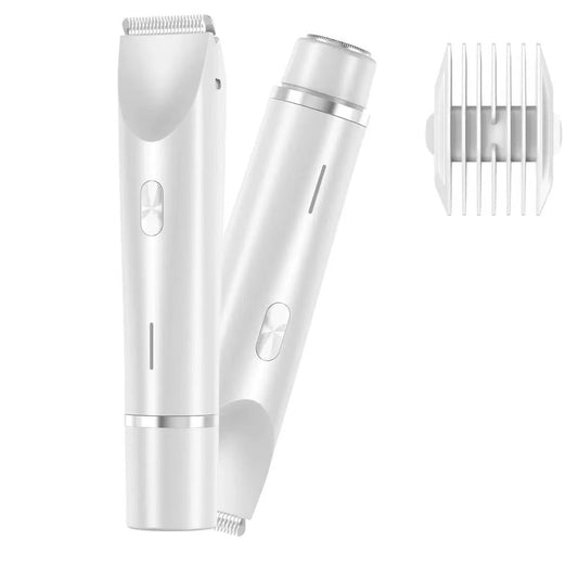 Ancient Energy 2-in-1 women's hair remover and electric shaver with double head for body and pubic hair, wet dry use.