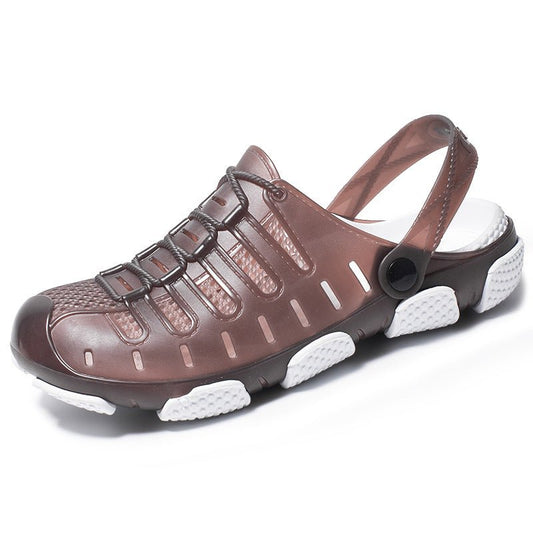 Ancient Energy men's Baotou sandals outdoor beach shoes with half drag design, suitable for outdoor wear and beach activities.