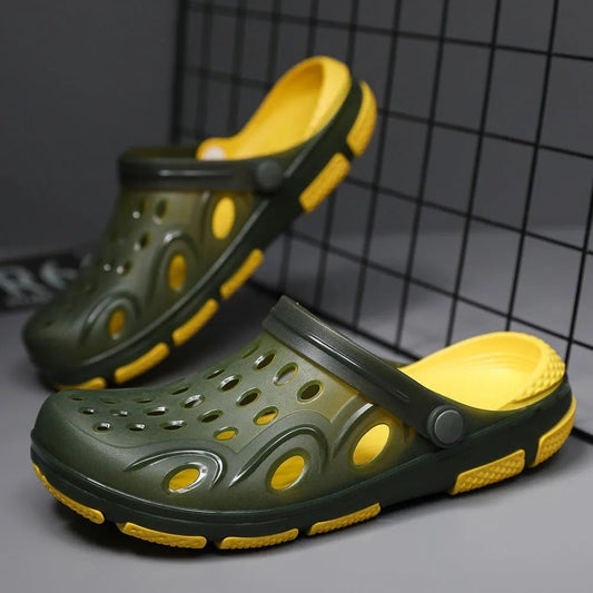 Ancient Energy men's Baotou sandals outdoor beach shoes with half drag design, suitable for casual and beachwear.