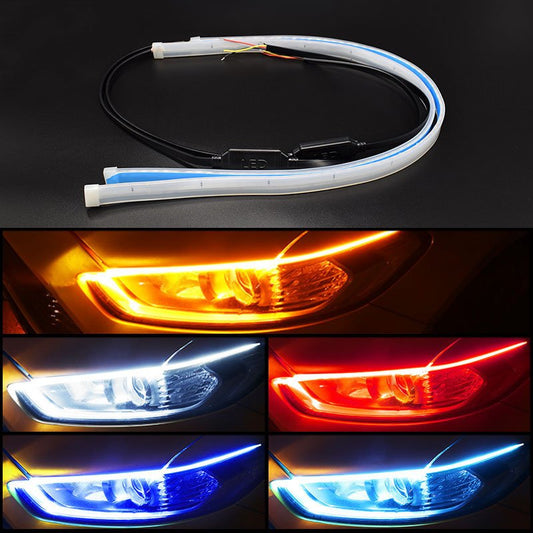 Ancient Energy car LED daytime running light strip with turn signal function, installed on vehicle for improved visibility.