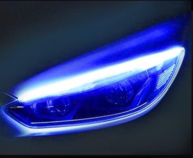 Ancient Energy car LED daytime running light strip and turn signal LED strip installed on a vehicle for enhanced visibility.