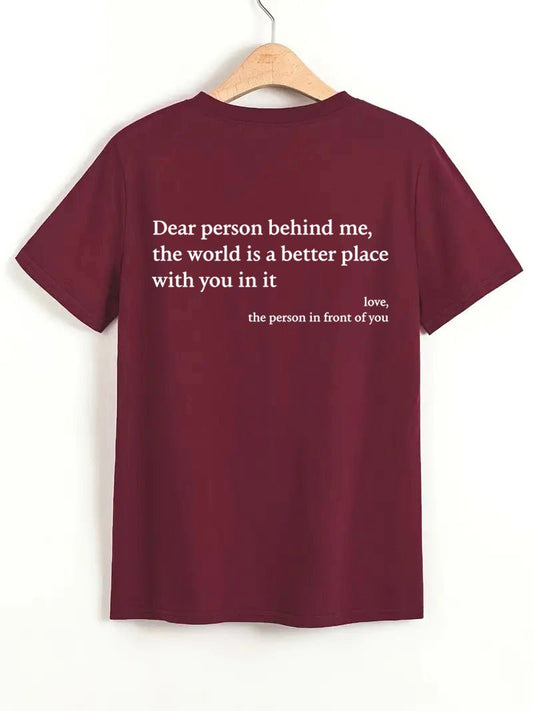 Ancient Energy women's letter T-shirt with round neck, short sleeves, and slogan print, casual fashion top for women.