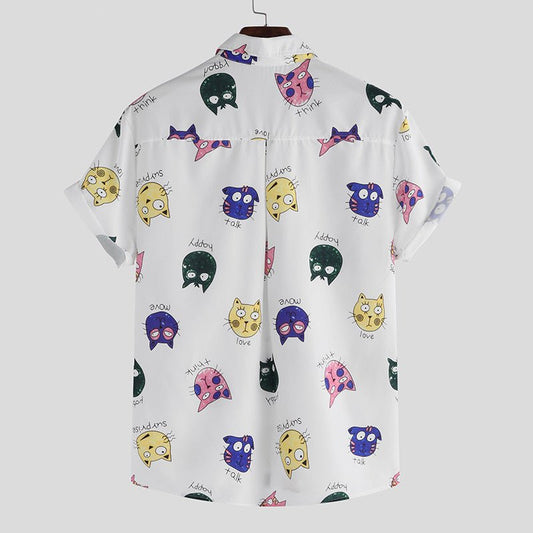 Printed men's slim fit shirt by Ancient Energy featuring a stylish pattern and modern design.