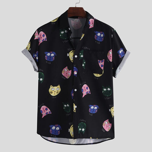 Printed slim fit men's shirt by Ancient Energy featuring stylish design and modern cut for a casual, fashionable look.