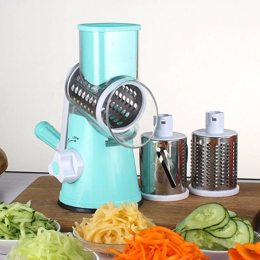 Ancient Energy round vegetable cutter and mandoline slicer for julienne potatoes, carrots, cheese, and other vegetables.