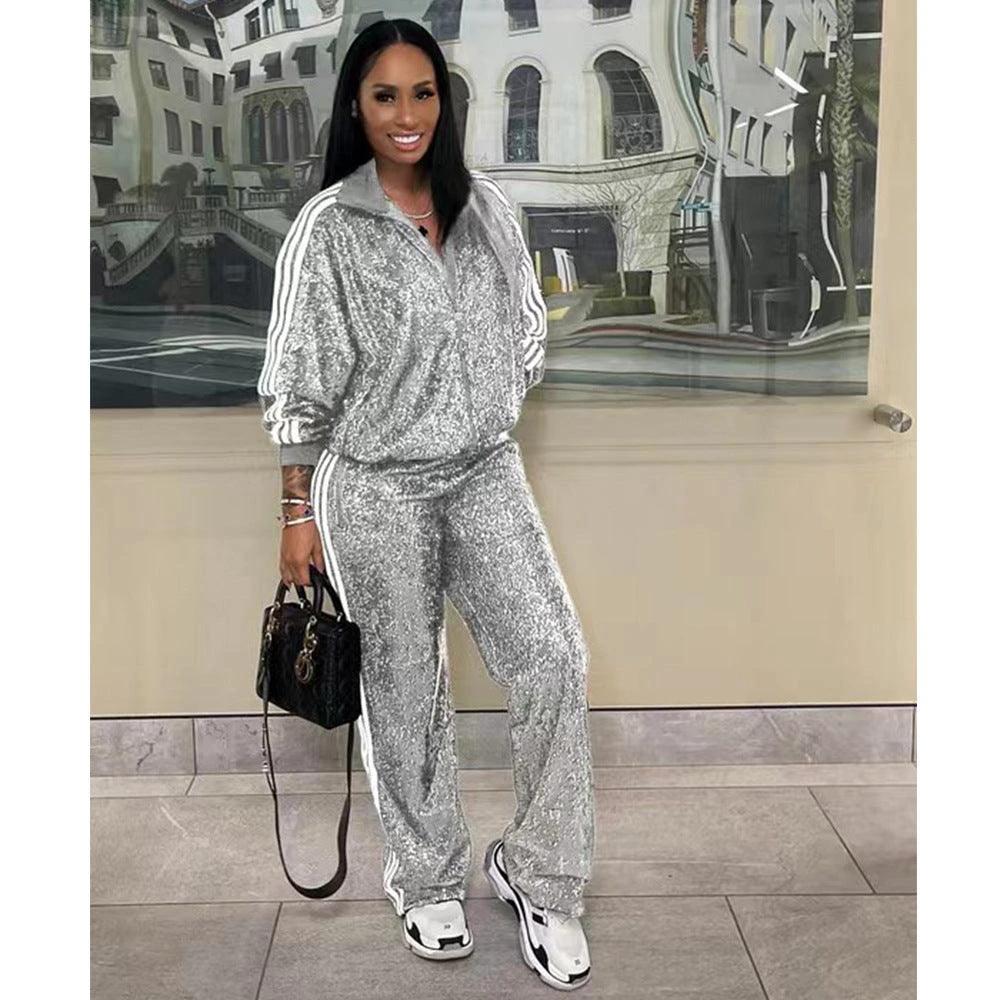 Autumn And Winter New European And American Women's Casual Coat Trousers Suit - MANDOTOS