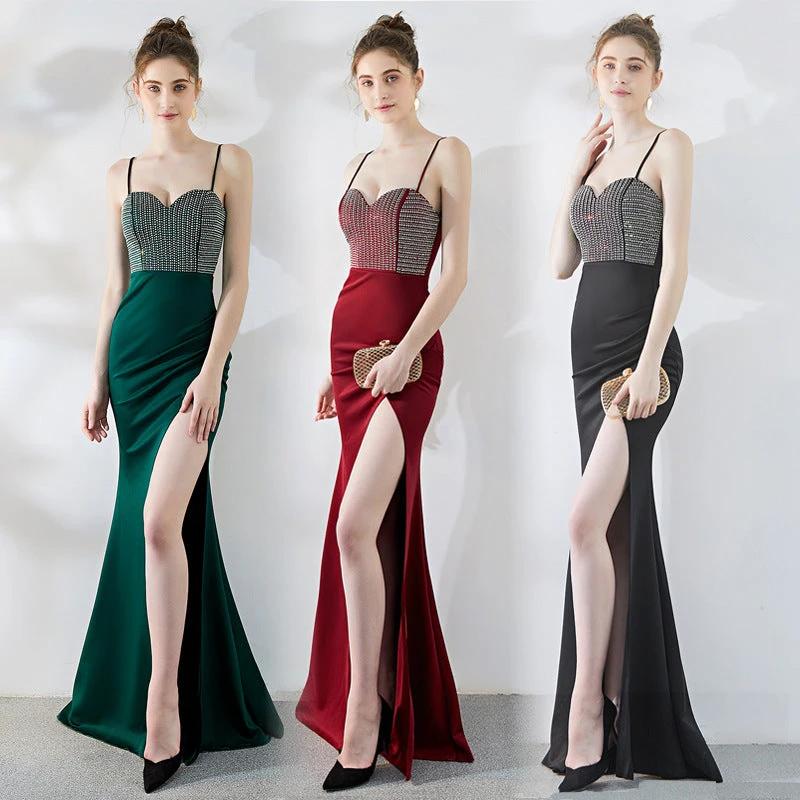 One-shoulder Banquet Temperament Mermaid Dress Suspenders MANDOTOS
