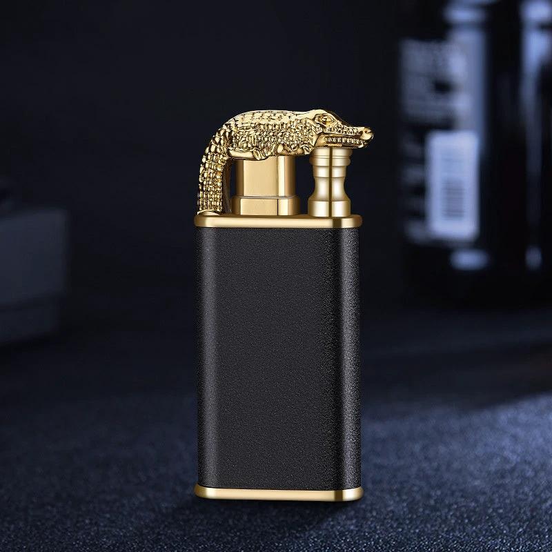 Mandotos Creative Blue Flame Lighter Dolphin Dragon Tiger Metal Windproof Double Flame Refillable - MANDOTOS