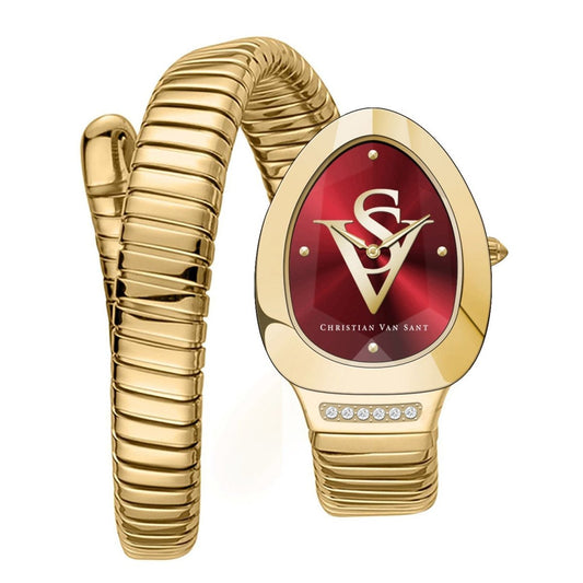 Christian Van Sant Women's Naga watch with a sleek design and silver-tone band, showcasing elegant timepiece craftsmanship.