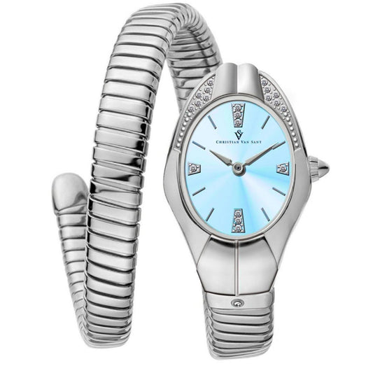 Christian Van Sant Women's Naga watch featuring a sleek design with a leather strap and minimalist dial.