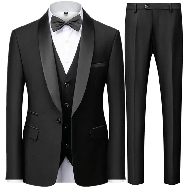 Large Size Men's Three-Piece Suit for Autumn Wedding Party in Slim Fit Style - MANDOTOS INTERNATIONAL