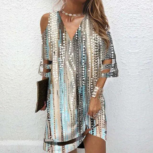 Boho Chic V-Neck Tie Dye Dresses - MANDOTOS