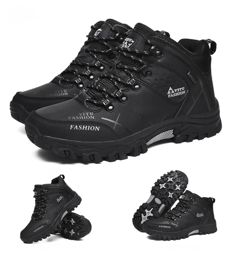 Brand Men Winter Snow Boots Waterproof Leather Sneakers Super Warm Men's Boots Outdoor Male Hiking Boots Work Shoes Size 39-47 - MANDOTOS INTERNATIONAL