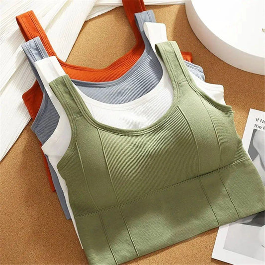 Mandotos Breathable Sports Bra Women Seamless Yoga Top Shockproof Crop Push Up Gym Workout - MANDOTOS