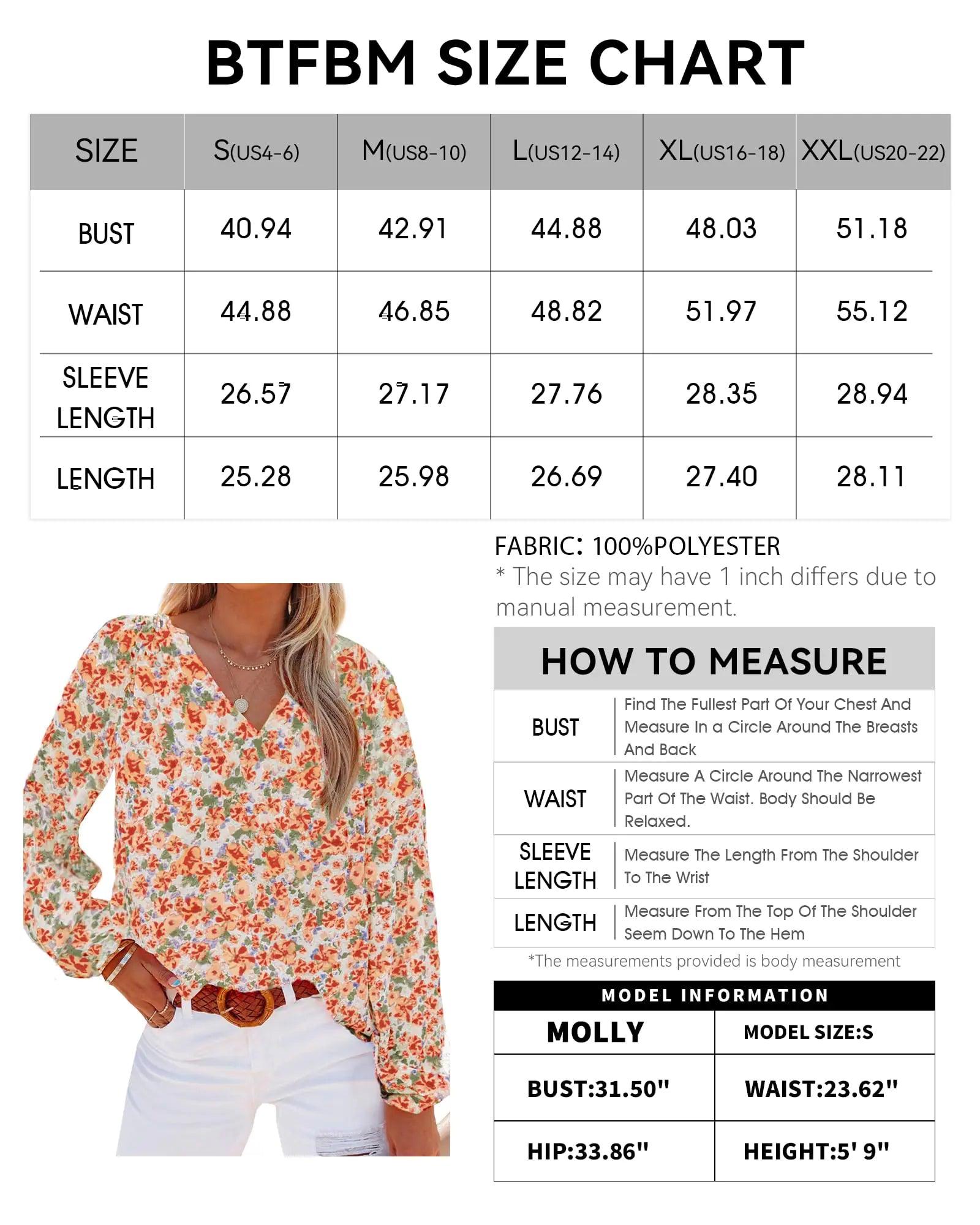 BTFBM Boho Chic Floral V-Neck Blouse - Orange Large - MANDOTOS