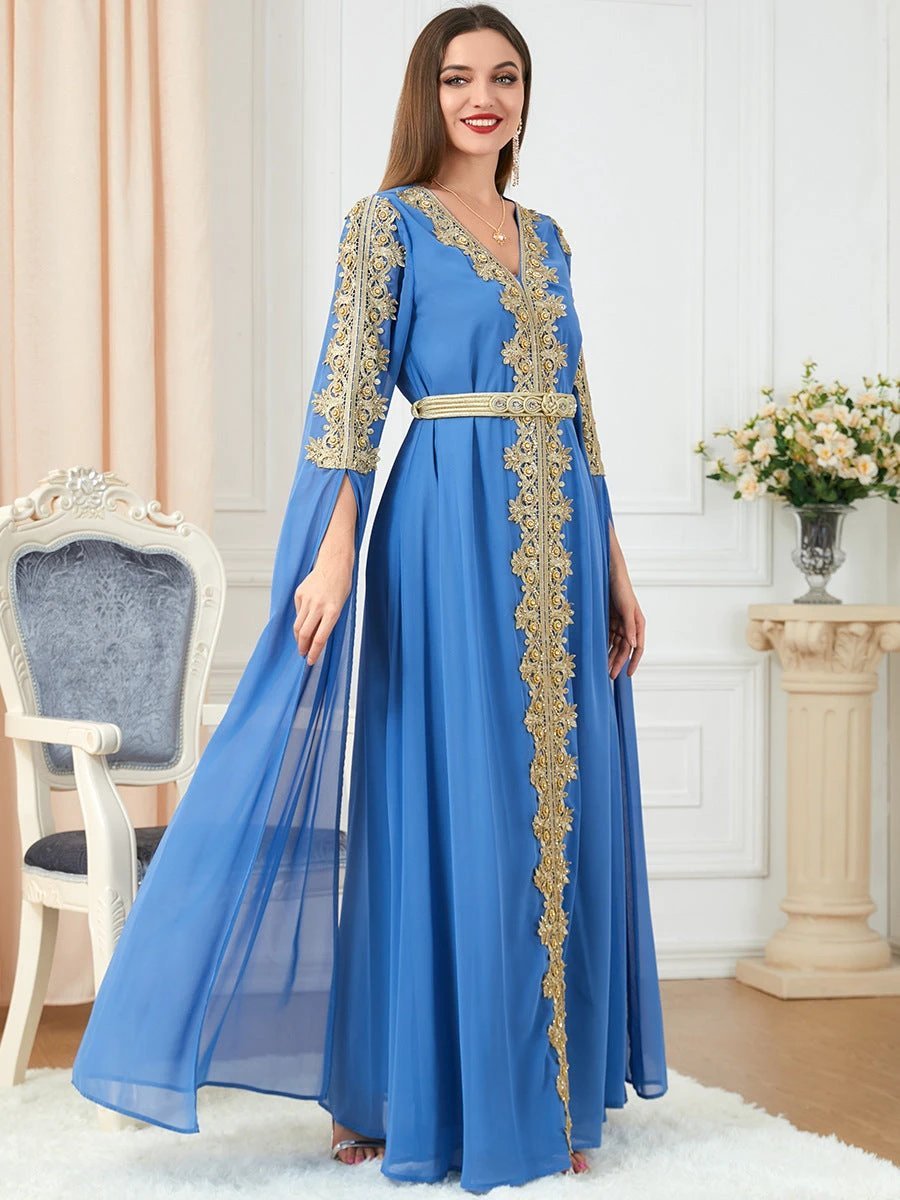 Women's Skirt Splicing Extra Long Sleeve Dress MANDOTOS