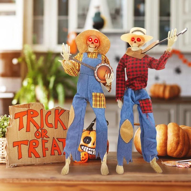 Light-Up Guitarist Skeleton: Spooky Halloween Decoration - MANDOTOS