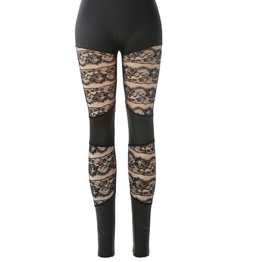 Chic Autumn Lace & Leather Leggings - MANDOTOS INTERNATIONAL