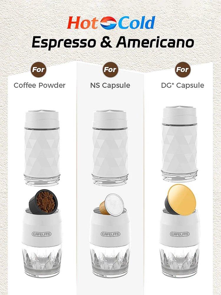 Cafelffe 3 In1 Portable Coffee Machine Hot/Cold Water Manual Espresso Maker For Capsule & Ground Hand Press Brewer hiking Travel - MANDOTOS