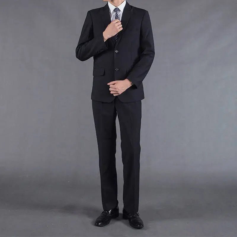 Casual Two-Piece Suit for Men Business Professional Youthful Style Cotton Spring Summer Autumn Wear Double-Cuffed Office Appr... - MANDOTOS INTERNATIONAL