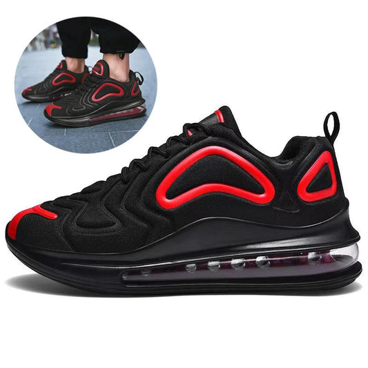 Mandotos Men Casual Air Cushion Black Shoes Outdoor Breathable Lace Up Sneakers Running Sports - MANDOTOS
