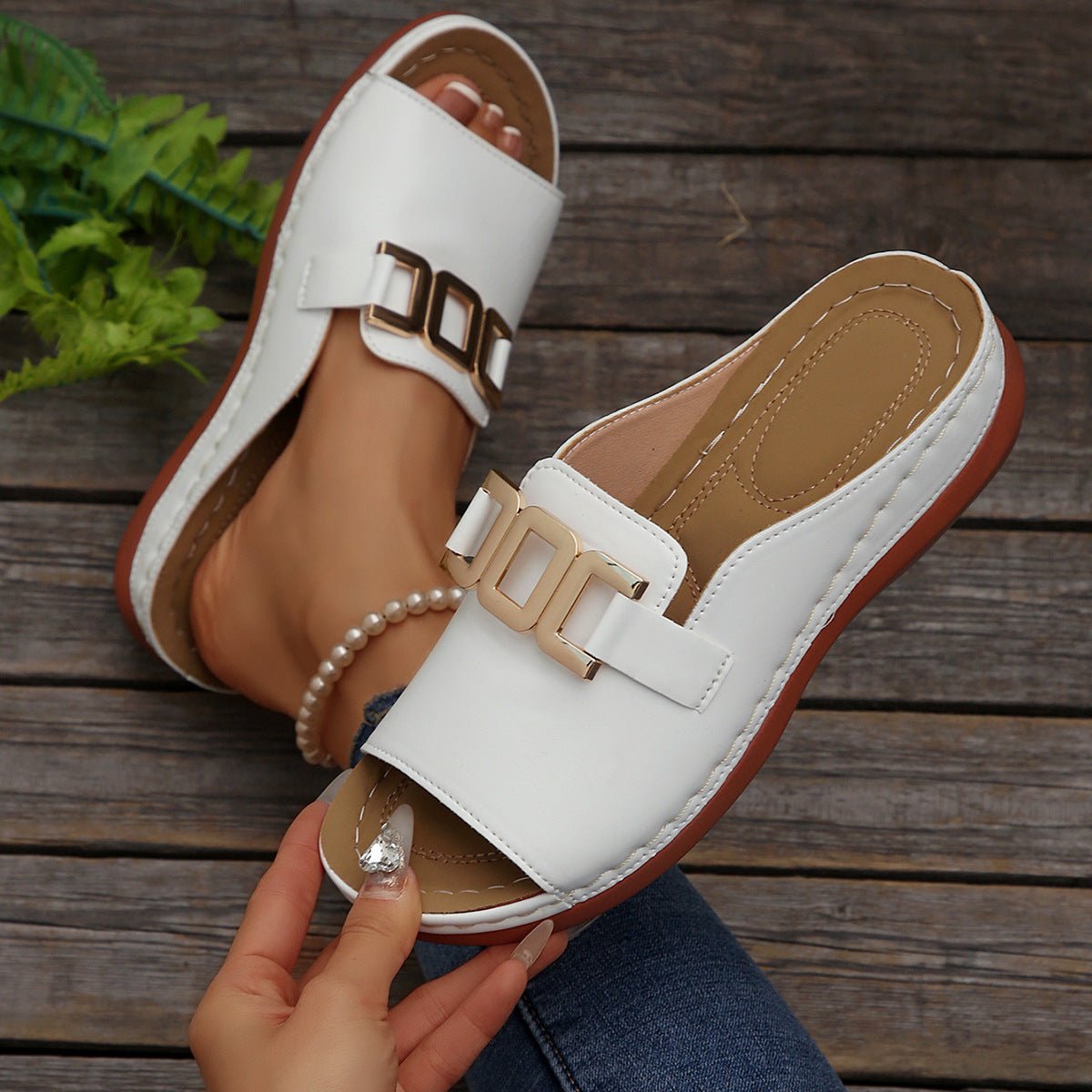Chain Wedge Platform Peep-Toe Sandals – 5 Colors EU 36–45 - MANDOTOS INTERNATIONALSandals