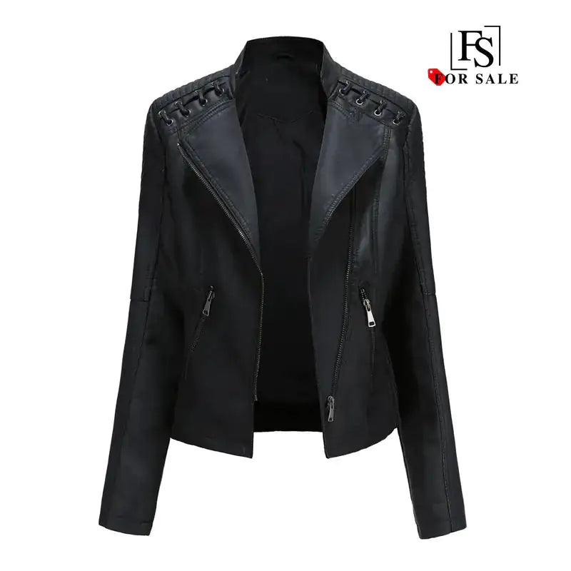 Chic Feminine Leather Coat - MANDOTOS