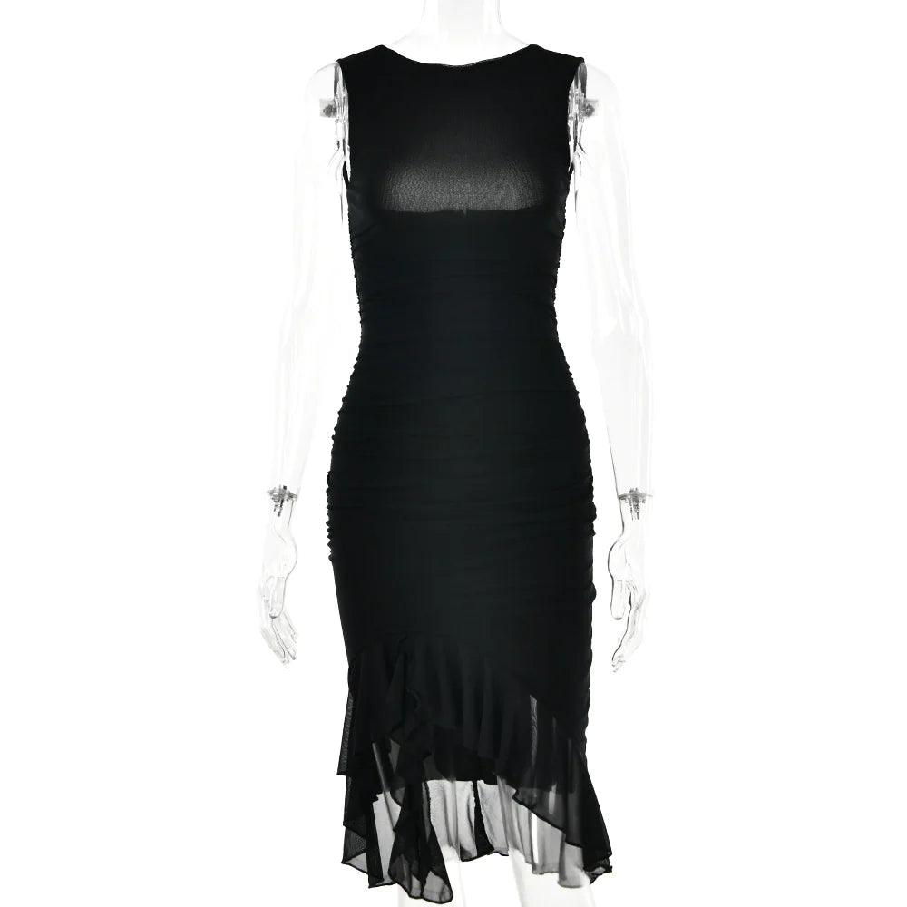 Chic Sleeveless Midi Dress - MANDOTOS