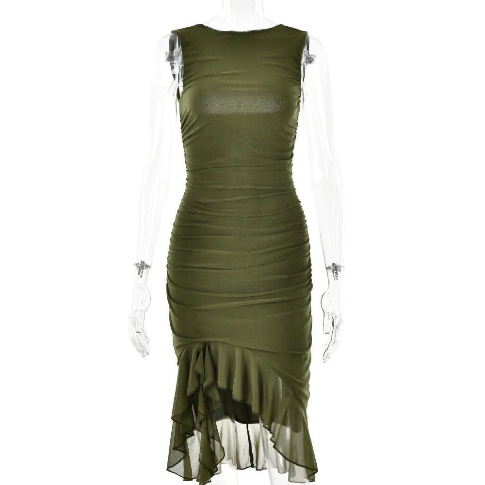 Chic Sleeveless Midi Dress - MANDOTOS