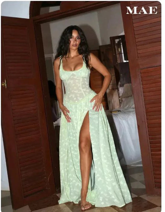 Chic V-Neck Lace Sundress - MANDOTOS
