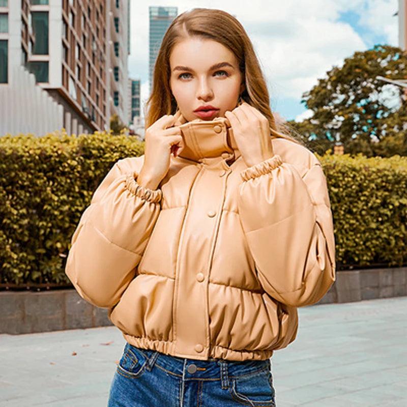 Chic Winter PU Leather Jackets - MANDOTOS