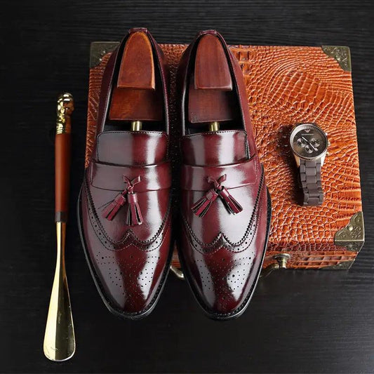 Classic Leather Tassel Loafers - MANDOTOS