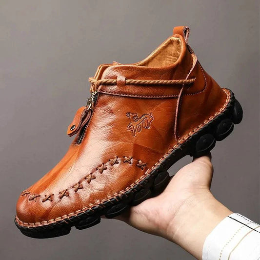 MANDOTOS Cowhide Leather Mens Boots Cushioned Insole Rugged Sole All Day Comfort Durable Construction - MANDOTOS